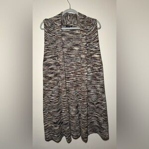 Vision 155 Elegant Neutral Knit Shawl Drape Front Cardigan Size L